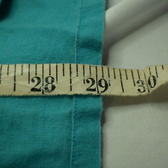 Alan Flusser Mens Medium Blue Button Down Up Linen Short Sleeve Shirt - Picture 6 of 6